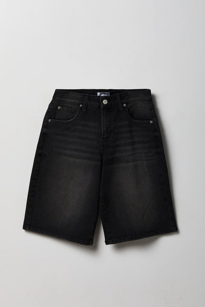 Stretch Low Rise Washed Black Jort