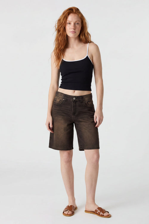 Brooklyn Graphic Low Rise Baggy Latte Jort
