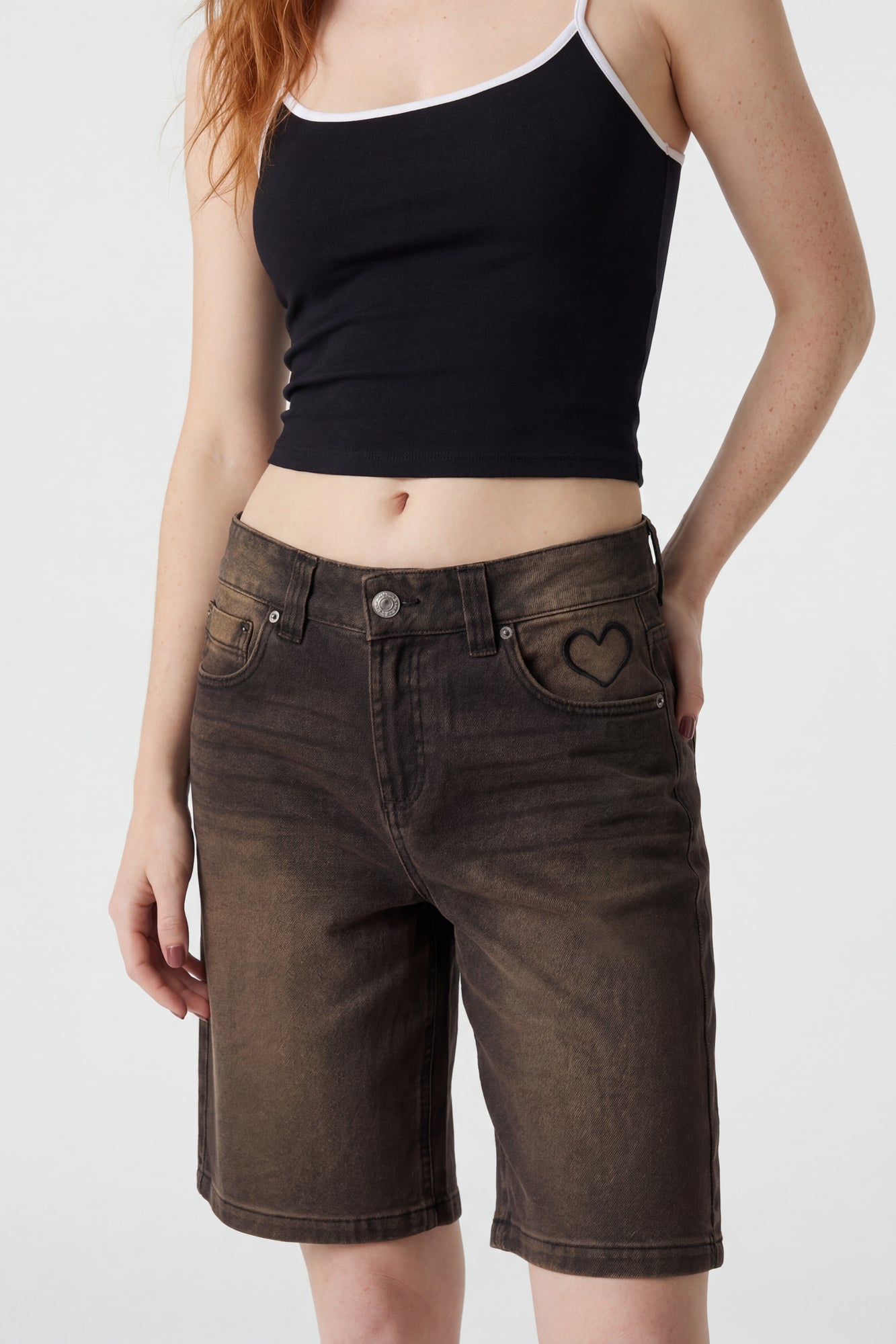 Brooklyn Graphic Low Rise Baggy Latte Jort