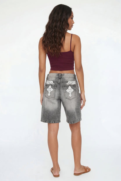 Brooklyn Graphic Low Rise Baggy Grey Jort