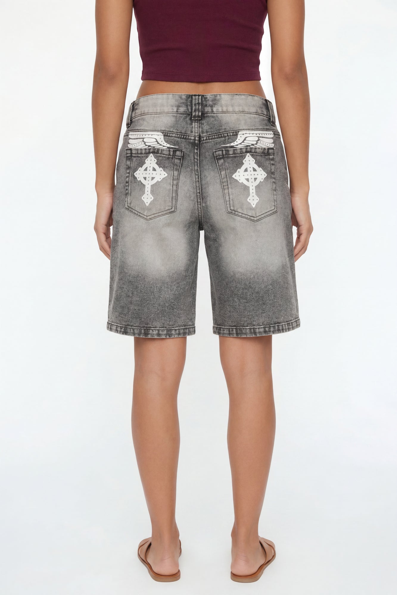 Brooklyn Graphic Low Rise Baggy Grey Jort