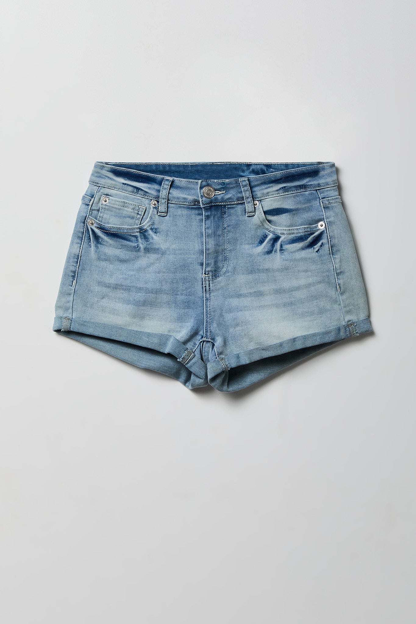 Miami High Rise Ripped Embroidered Denim Short