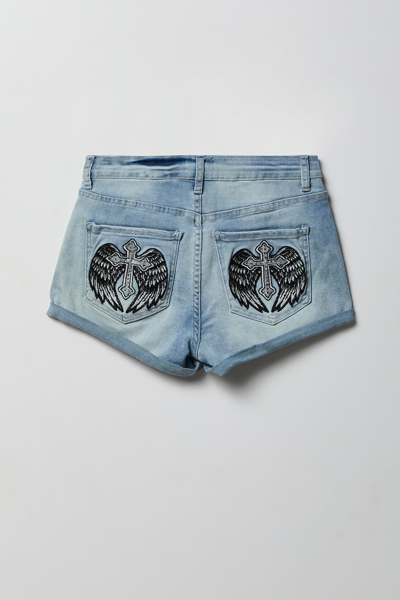 Miami High Rise Ripped Embroidered Denim Short