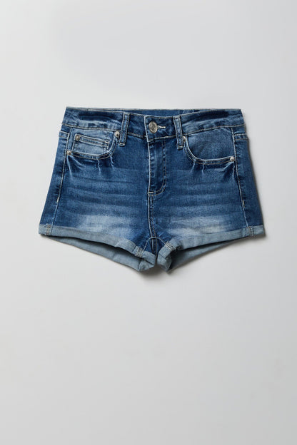 Miami High Rise Ripped Embroidered Denim Short
