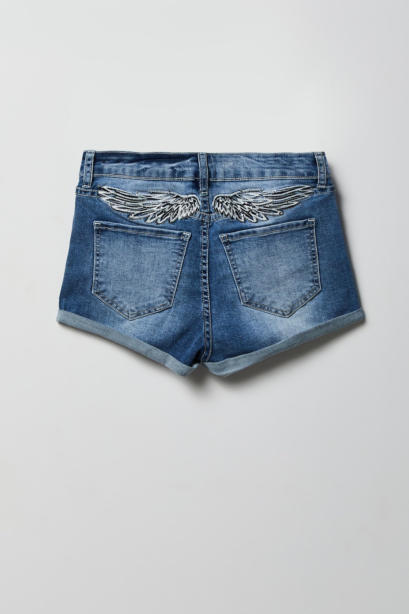 Miami High Rise Ripped Embroidered Denim Short