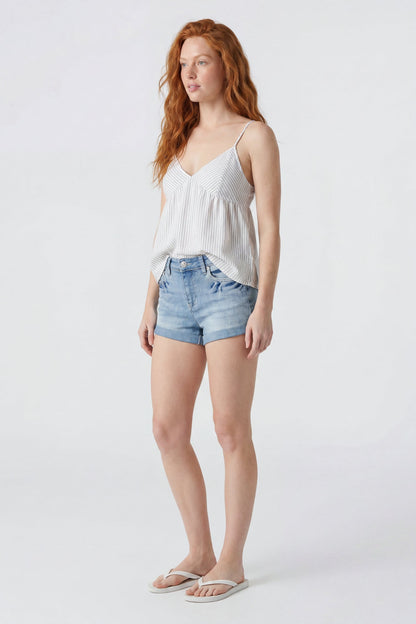 Miami High Rise Ripped Embroidered Denim Short