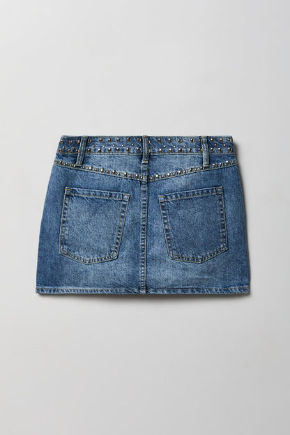 Studded Denim Mini Skirt