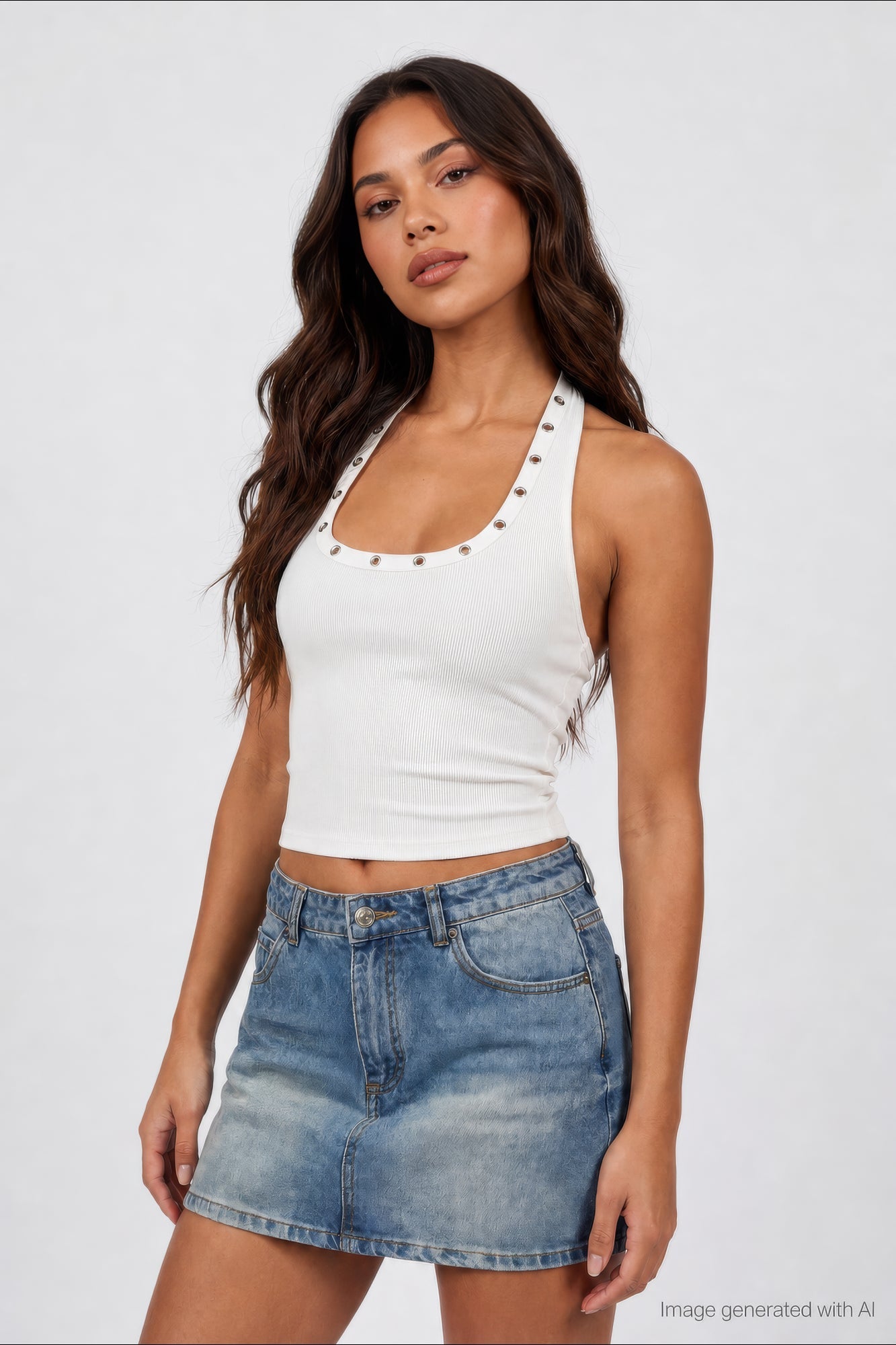 USA Patch Denim Mini Skirt