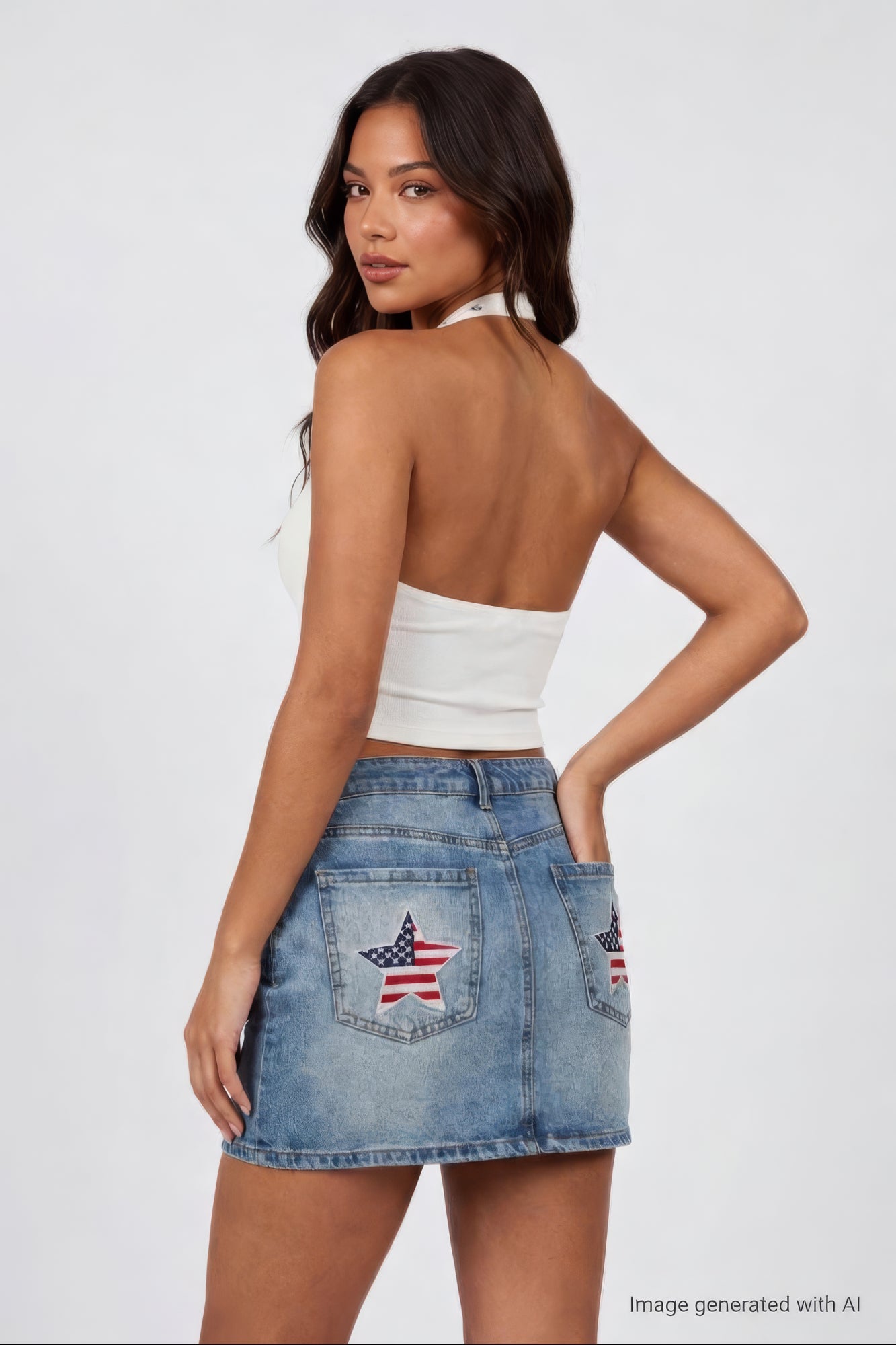 USA Patch Denim Mini Skirt
