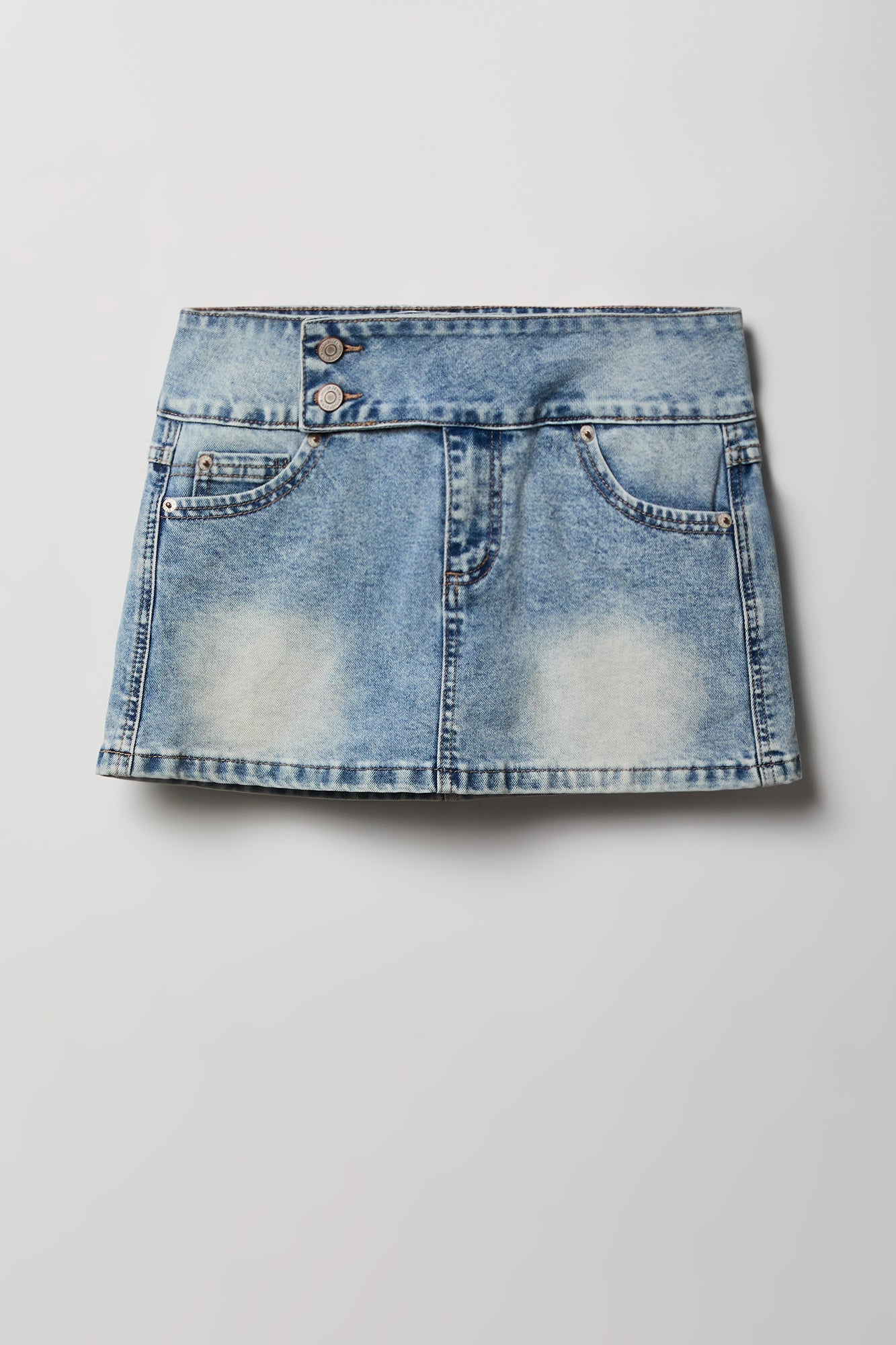Low Rise Denim Micro Skort