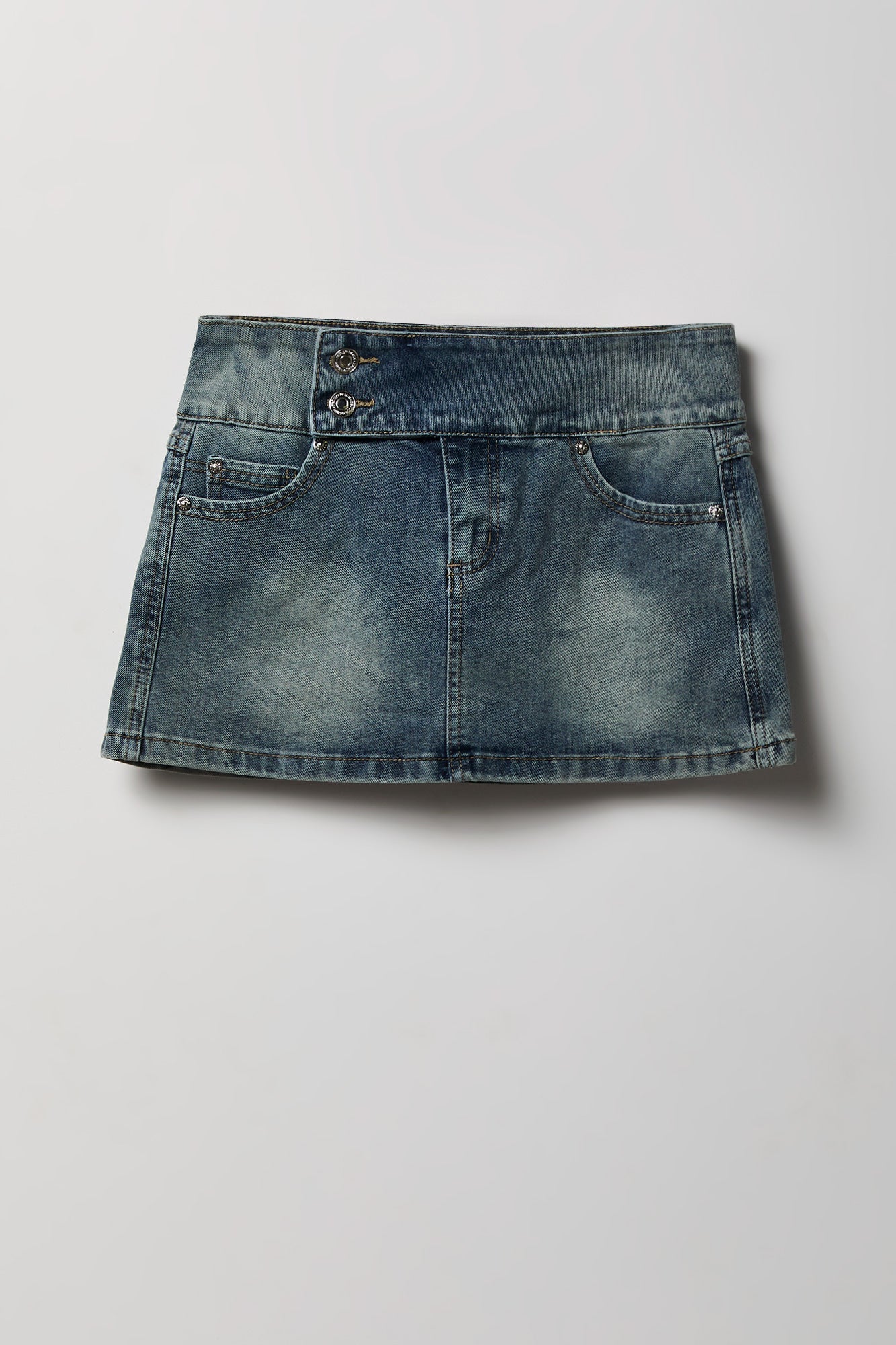 Low Rise Denim Micro Skort