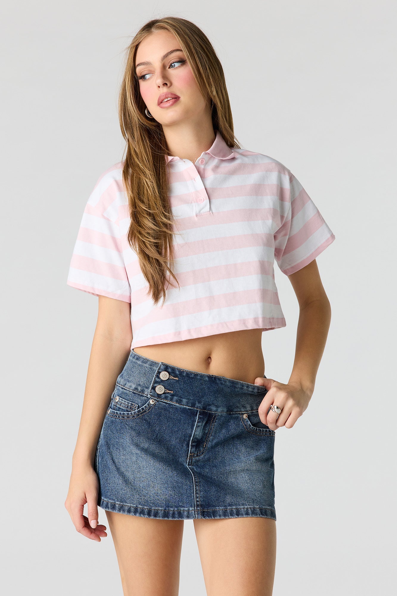 Low Rise Denim Micro Skort