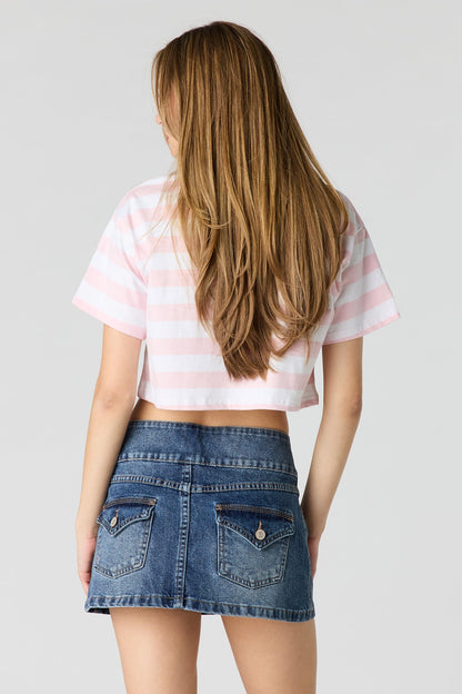 Low Rise Denim Micro Skort