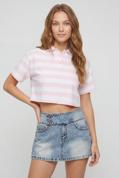 Low Rise Denim Micro Skort