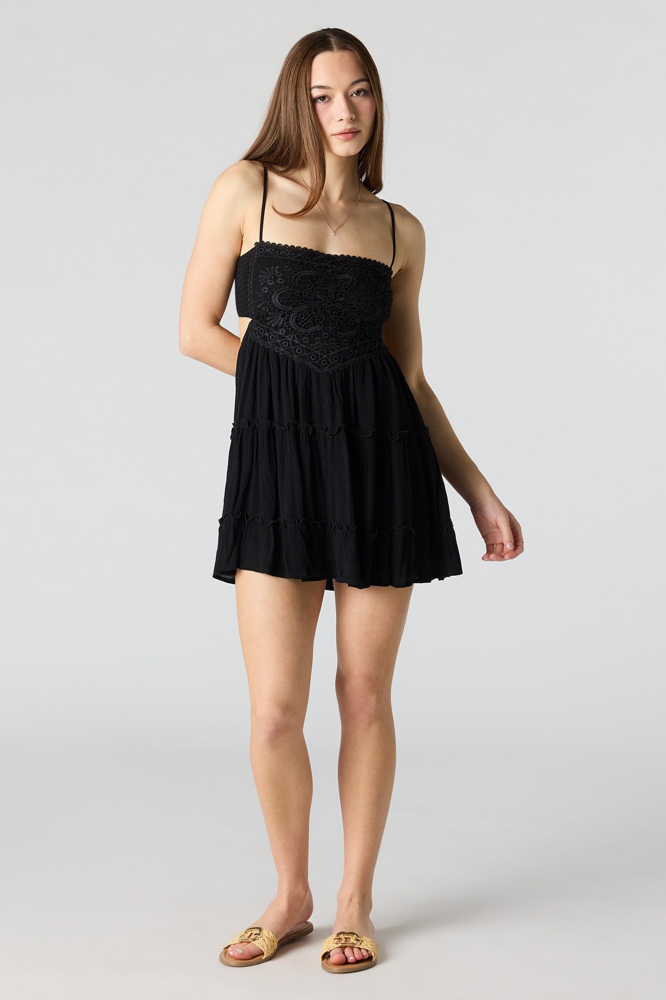 Lace Tiered Mini Dress