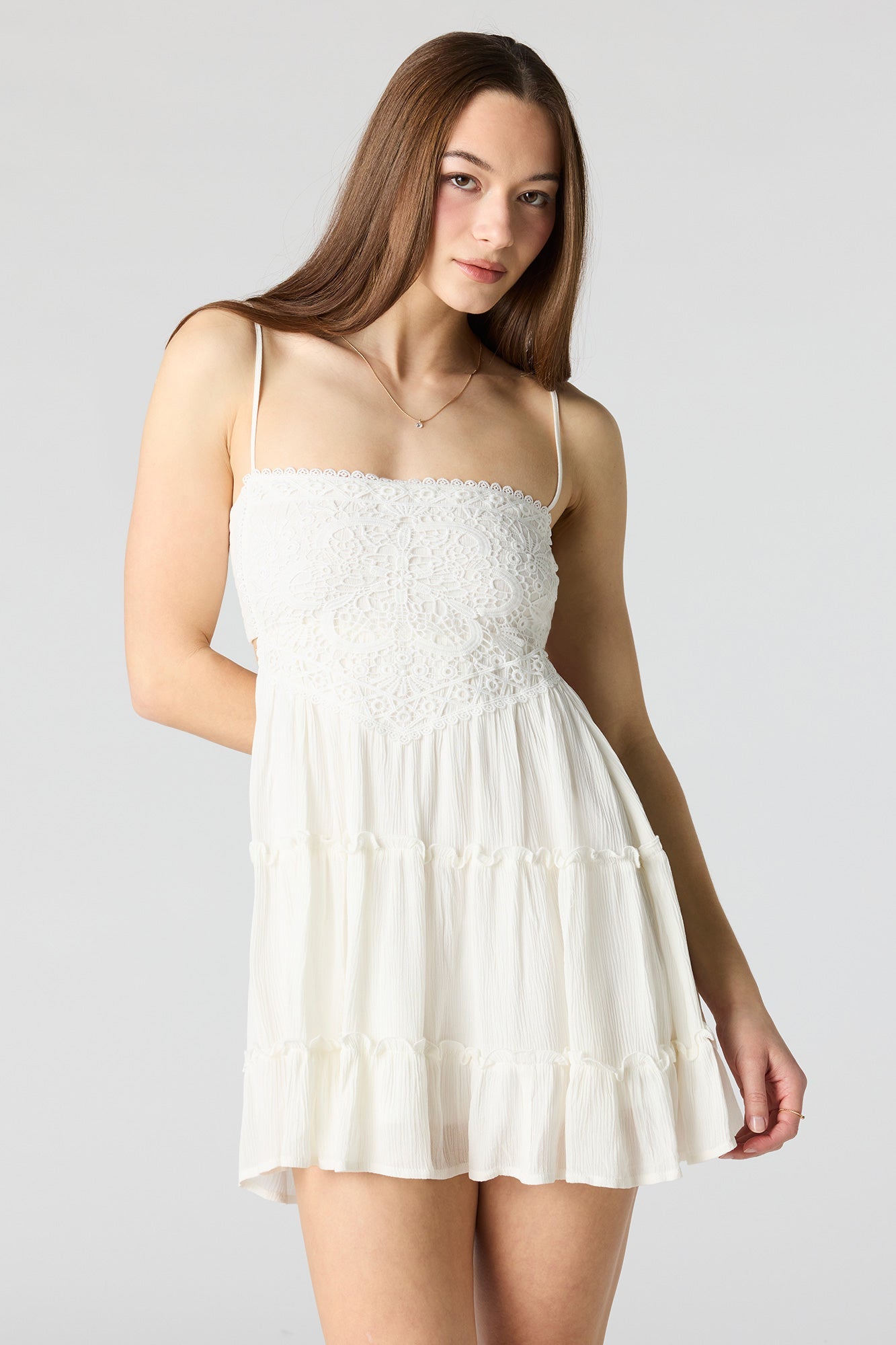 Lace Tiered Mini Dress