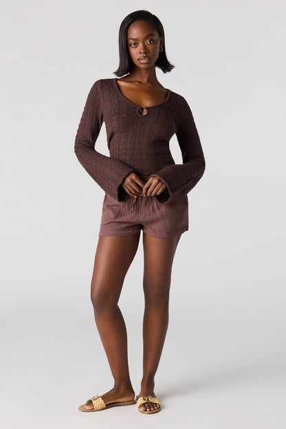 Textured Drawstring Short
