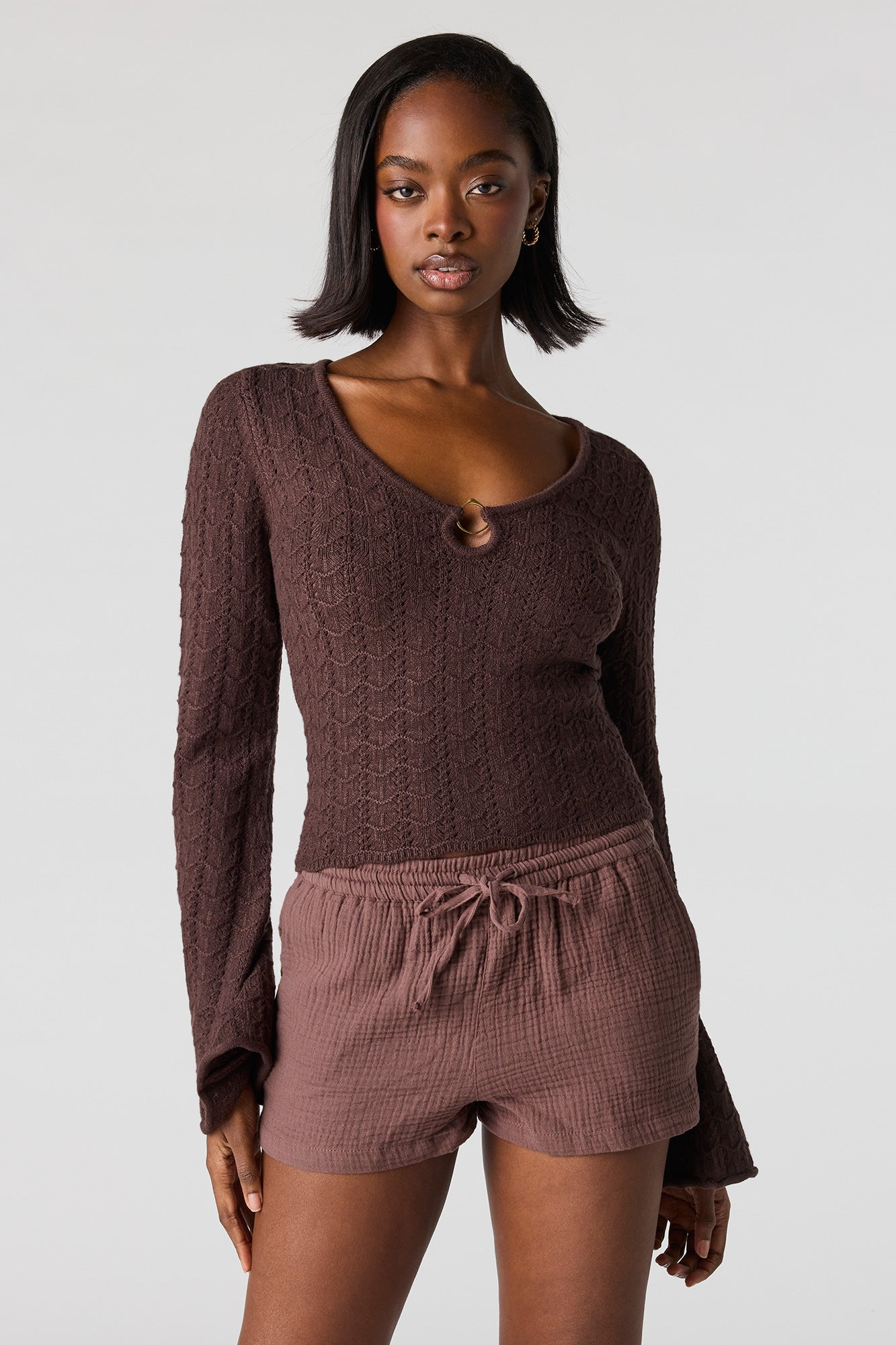 Textured Drawstring Short