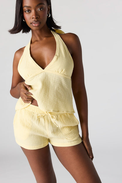 Textured Drawstring Short