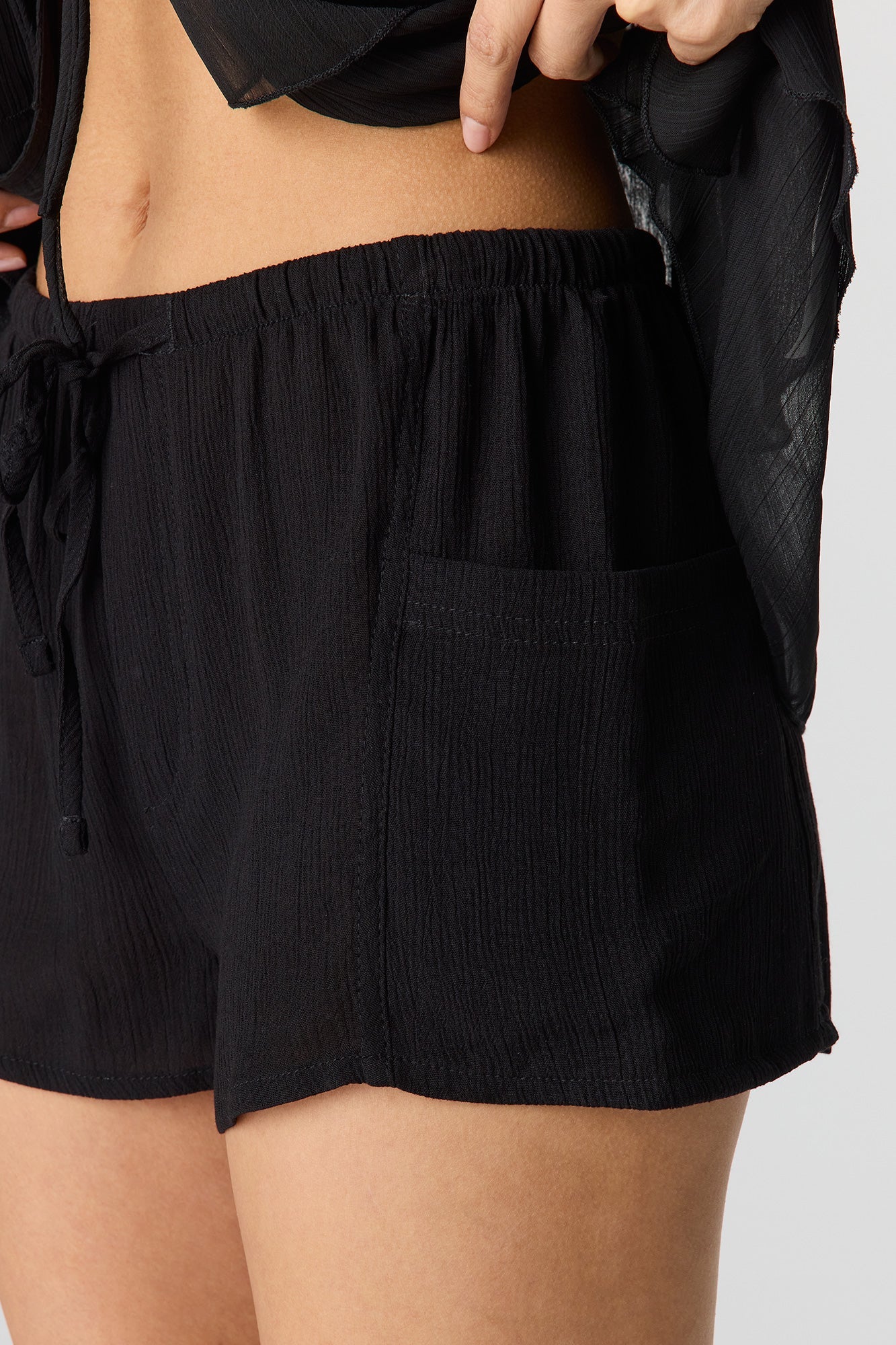 Textured Drawstring Short