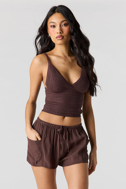 Textured Drawstring Short