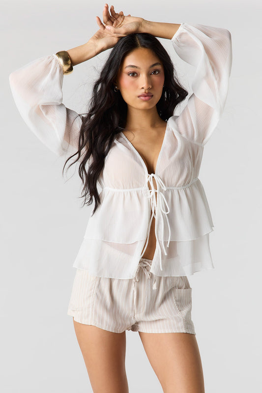 Textured Drawstring Short