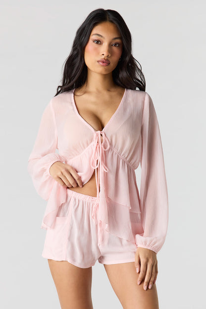 Textured Drawstring Short