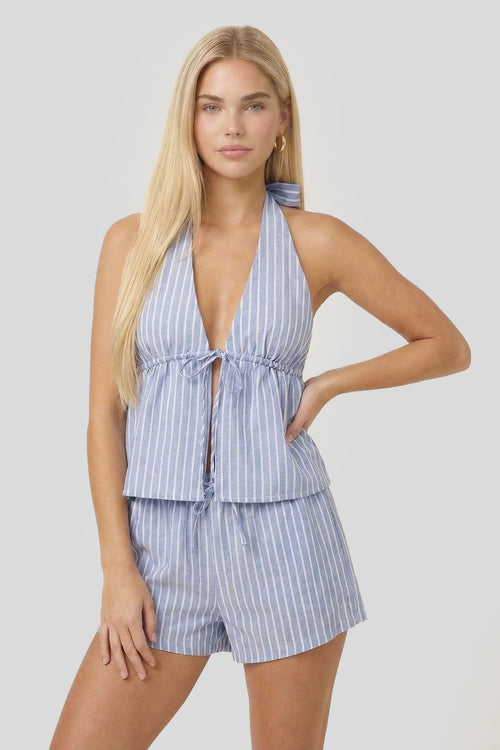 Linen-Blend Drawstring Short