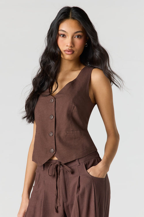 Linen-Blend Vest