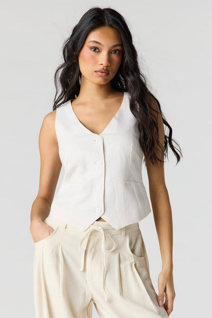 Linen-Blend Vest