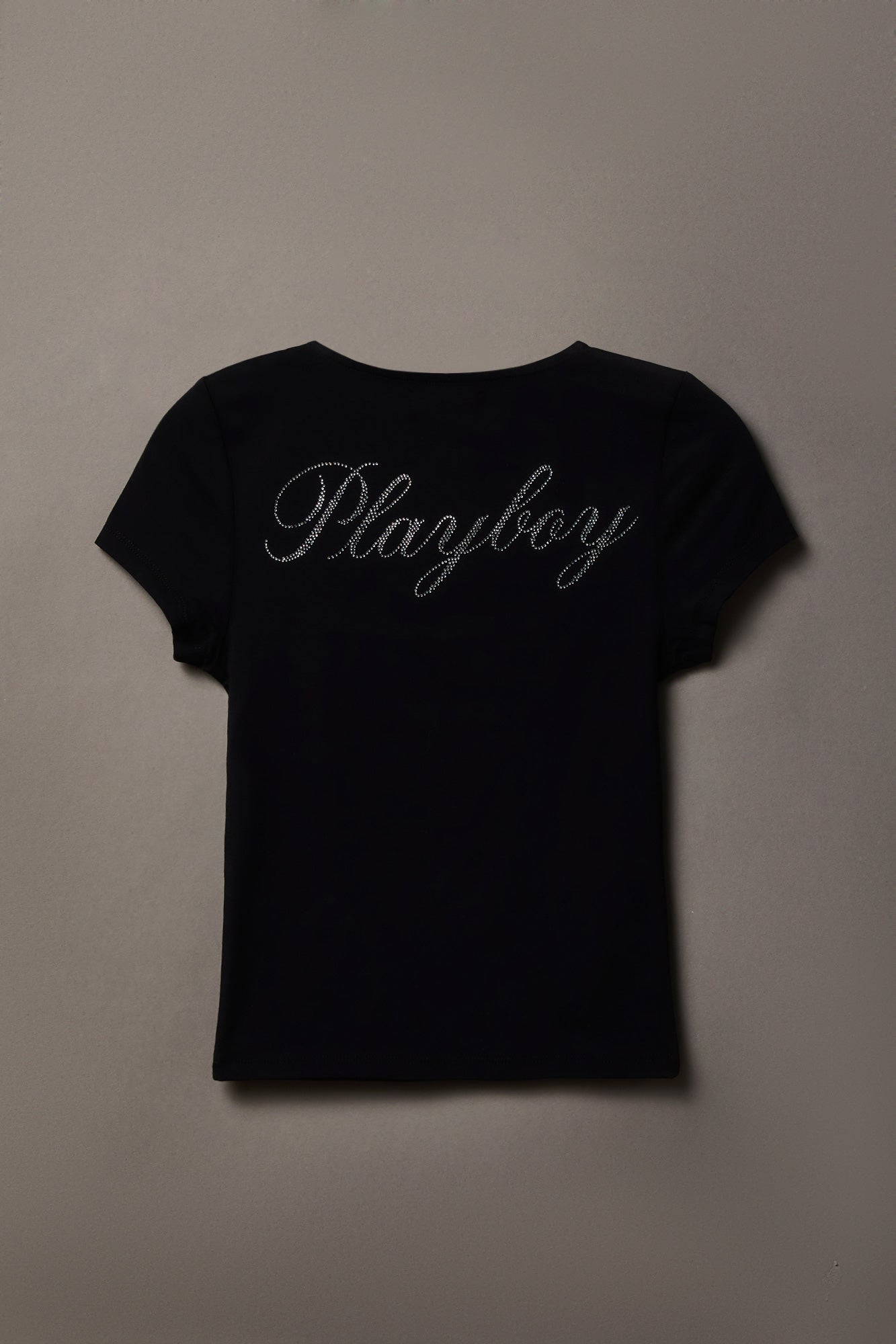 Soft Contour Playboy Rhinestone Square Neck T-Shirt