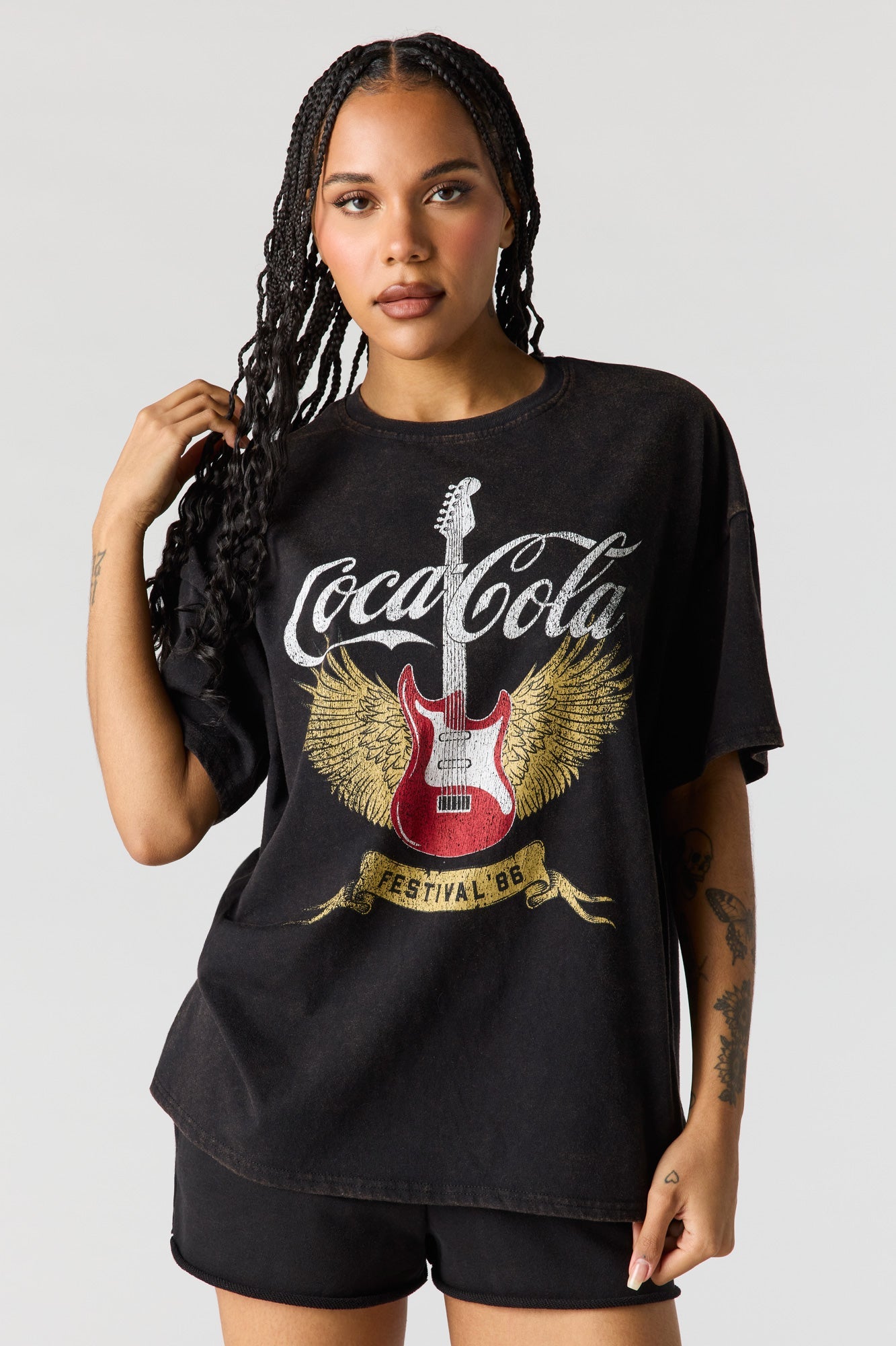 Oversized Coca-Cola Graphic Washed T-Shirt