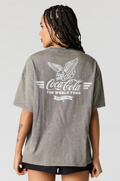 Oversized Coca-Cola Graphic Washed T-Shirt