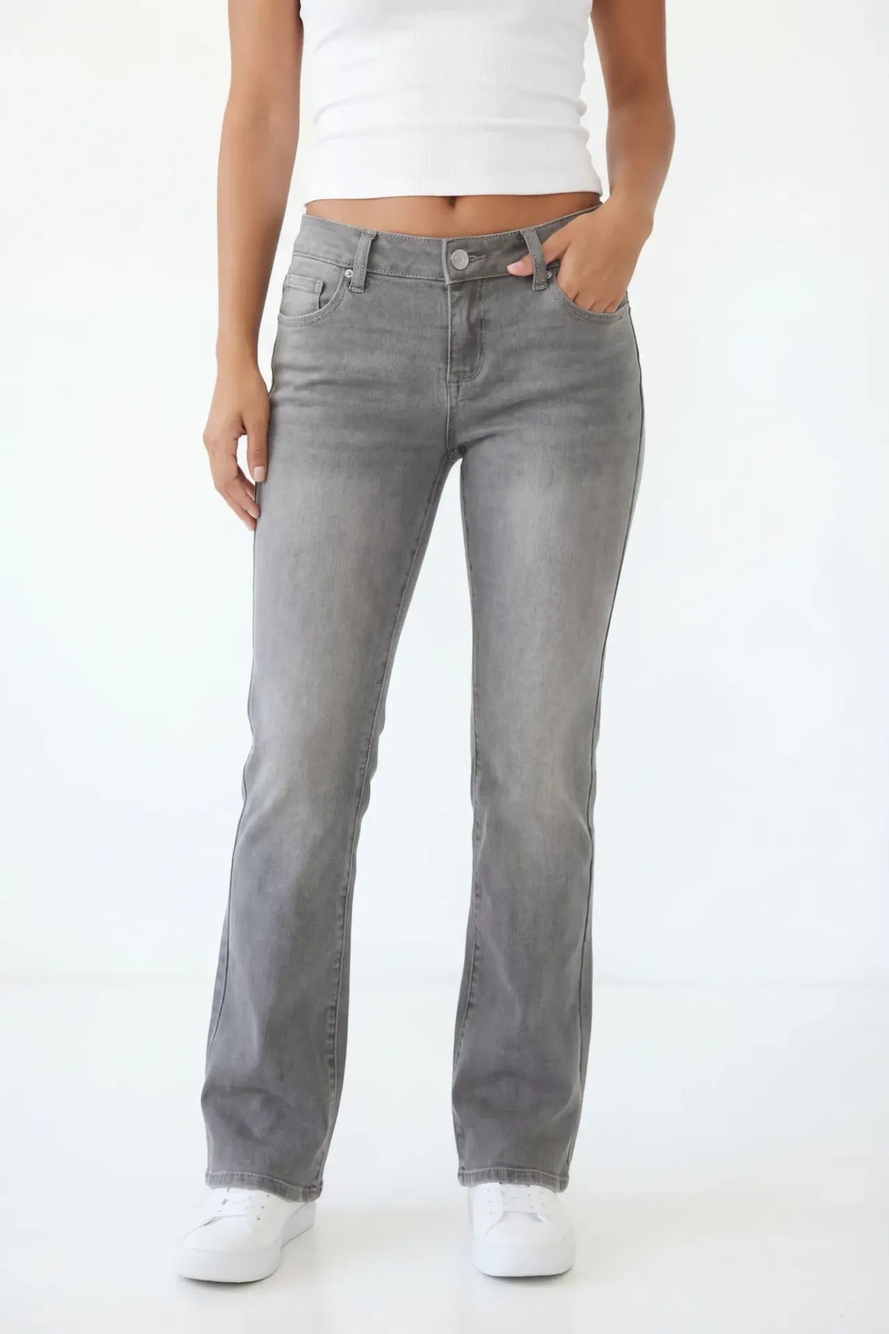 Low Rise Push Up Flare Grey Jean
