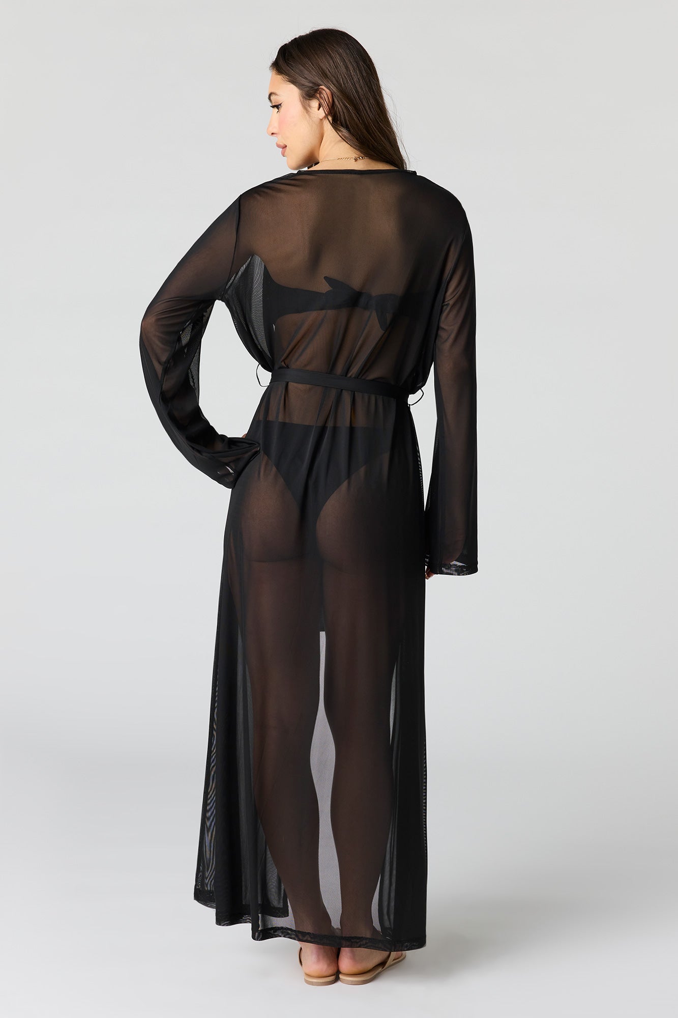 Self Tie Maxi Swim Cover Up Kimono