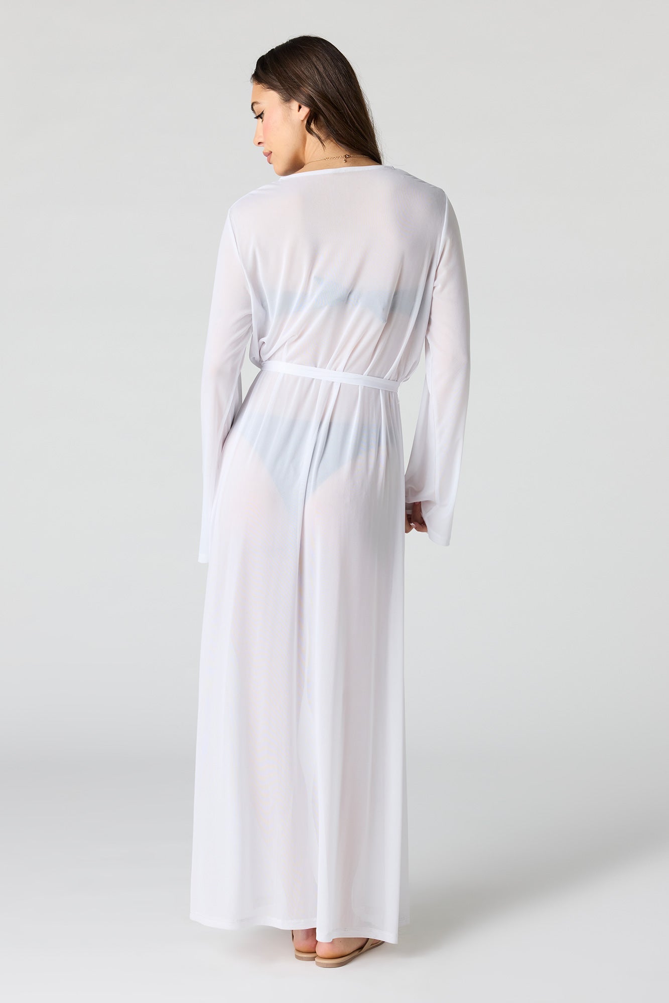Self Tie Maxi Swim Cover Up Kimono
