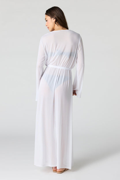 Self Tie Maxi Swim Cover Up Kimono