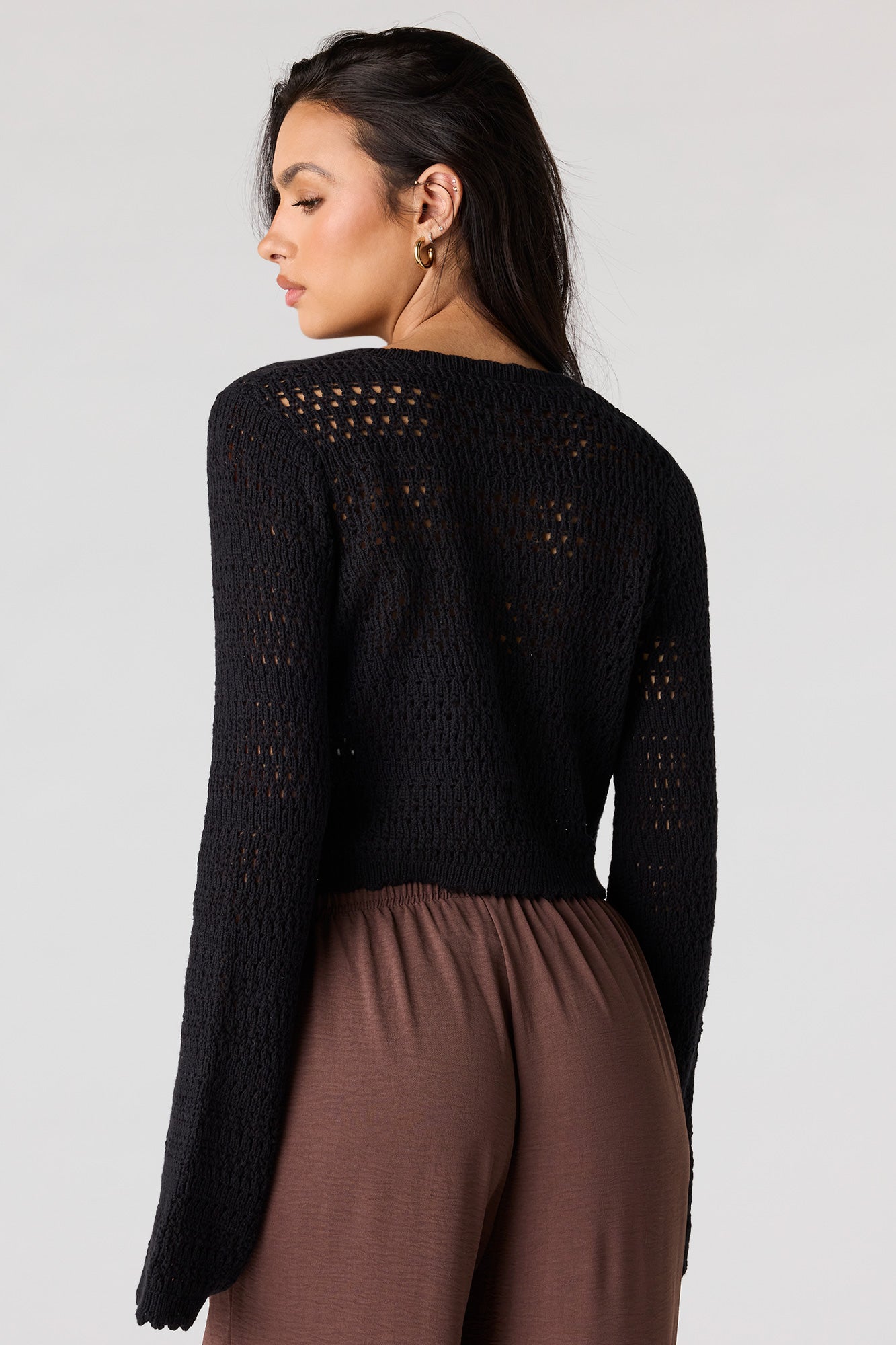 Crochet Tie-Front Swim Cover Up Top