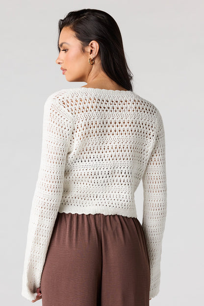 Crochet Tie-Front Swim Cover Up Top