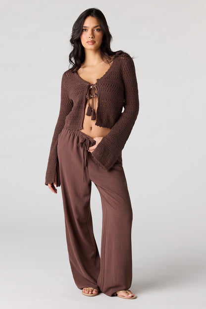 Crochet Tie-Front Swim Cover Up Top