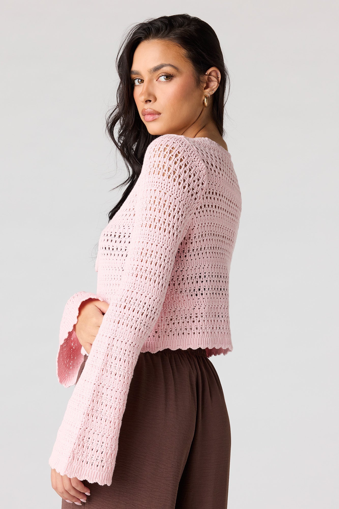 Crochet Tie-Front Swim Cover Up Top