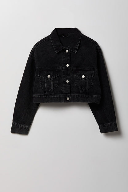 Ripped Cropped Denim Jacket