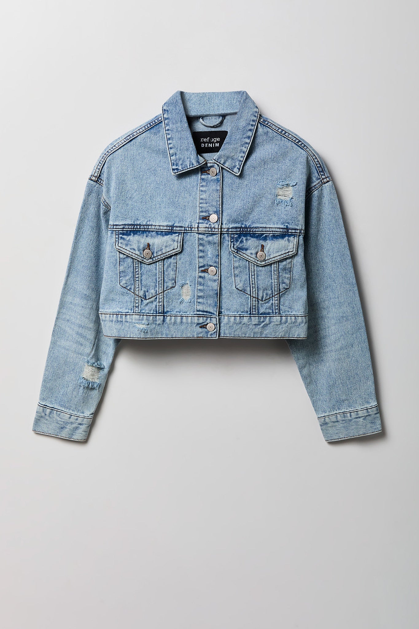 Ripped Cropped Denim Jacket