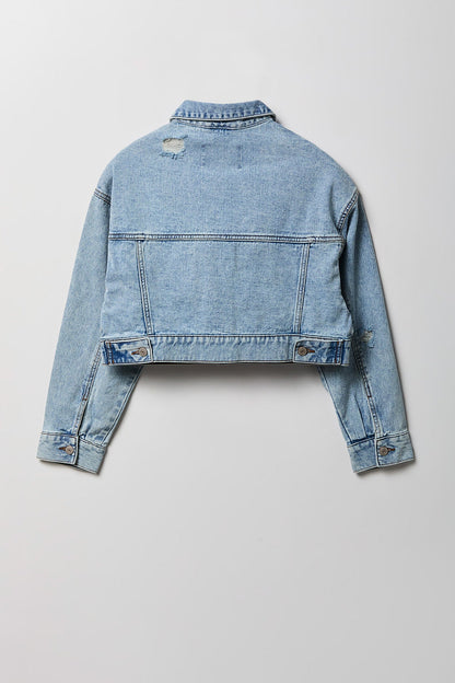 Ripped Cropped Denim Jacket