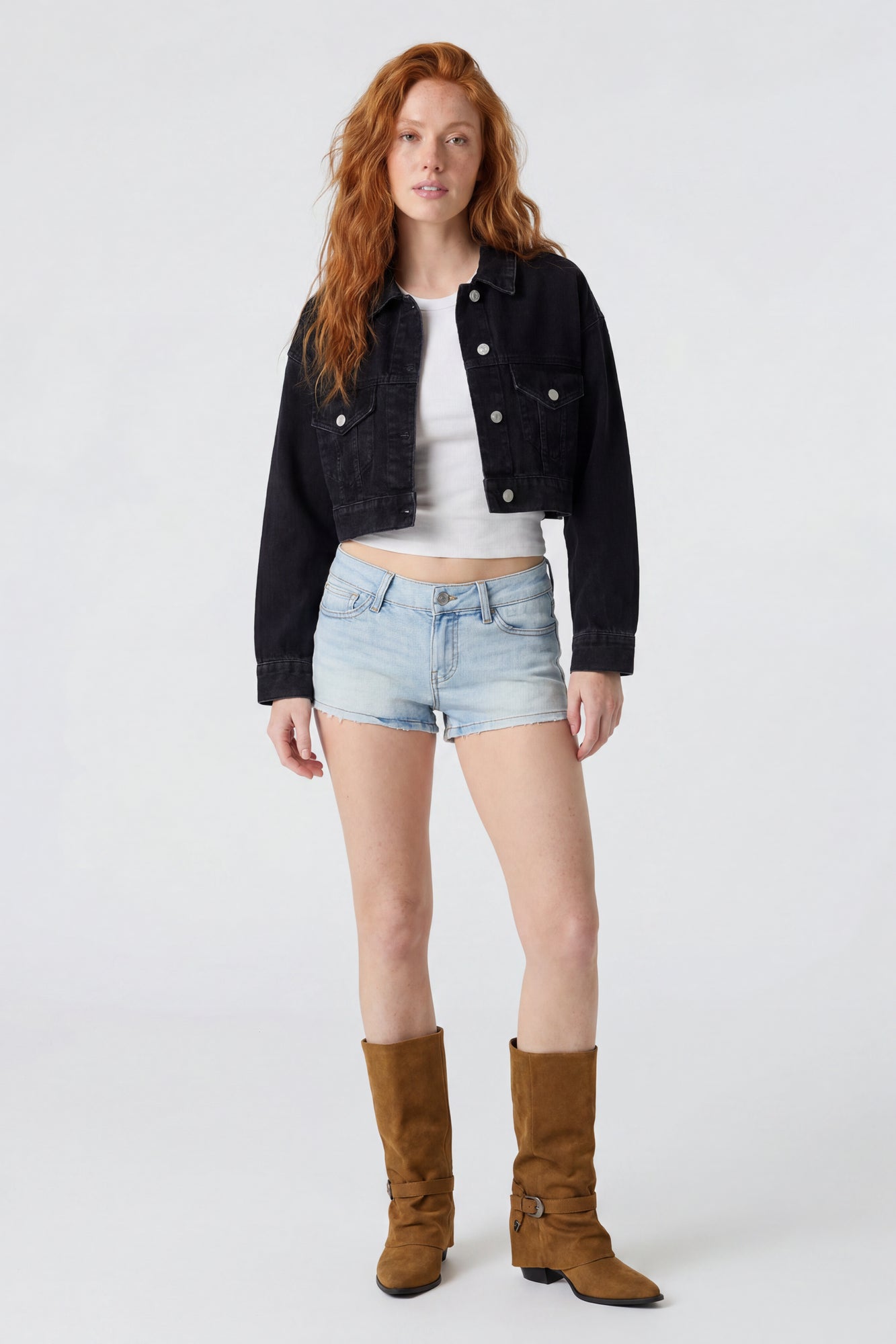 Ripped Cropped Denim Jacket