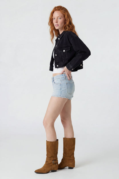 Ripped Cropped Denim Jacket