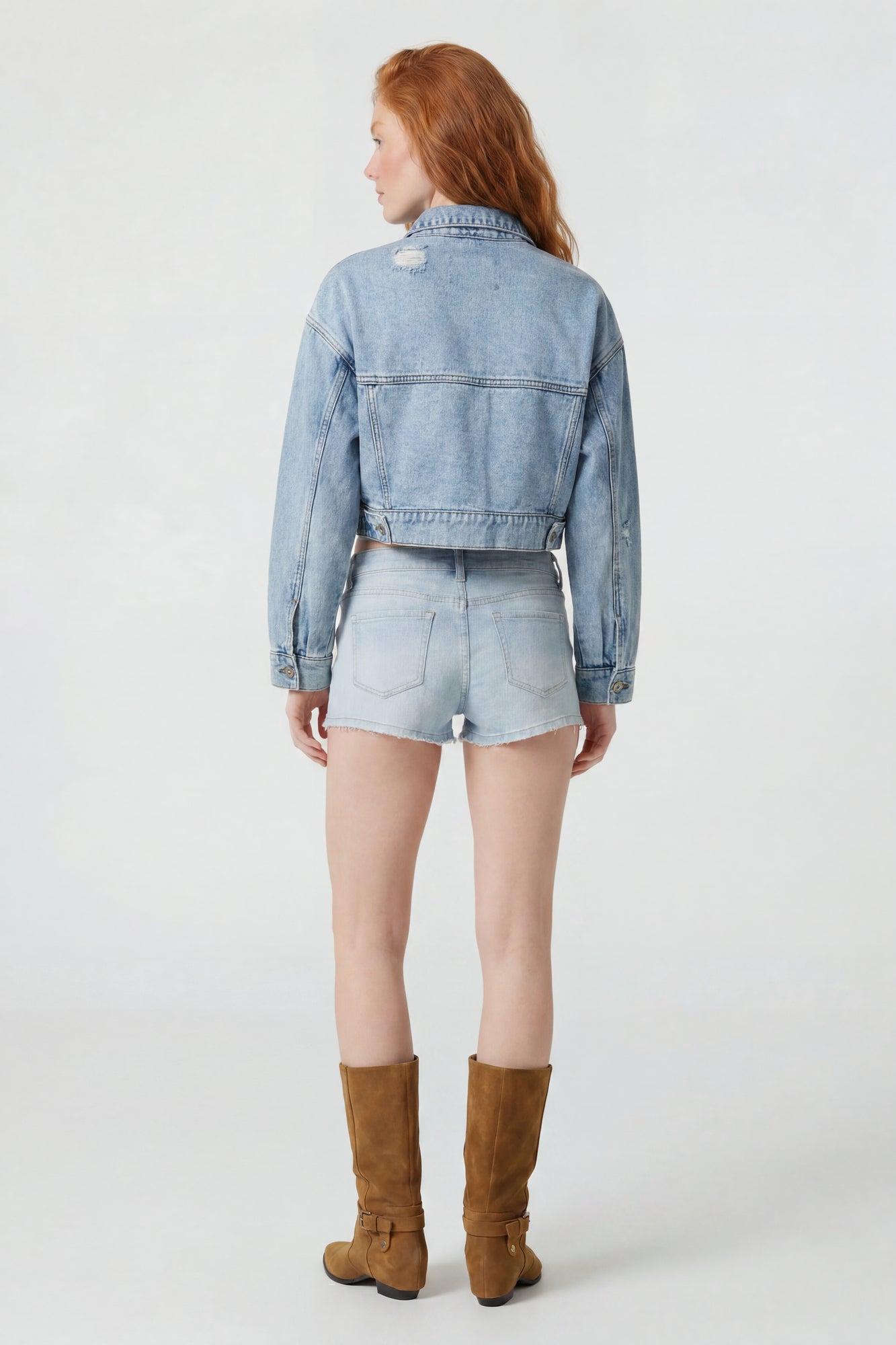Ripped Cropped Denim Jacket