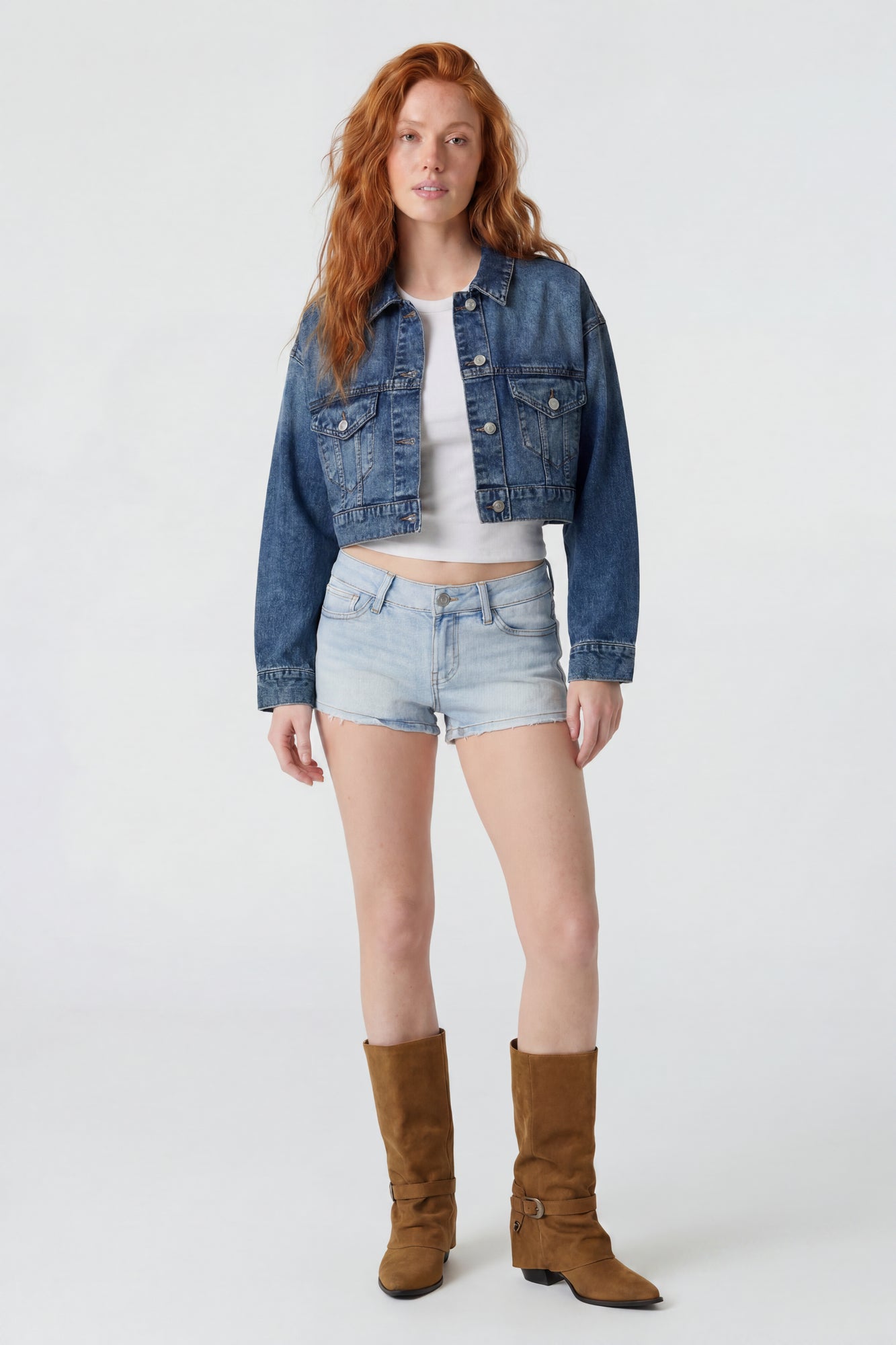 Ripped Cropped Denim Jacket