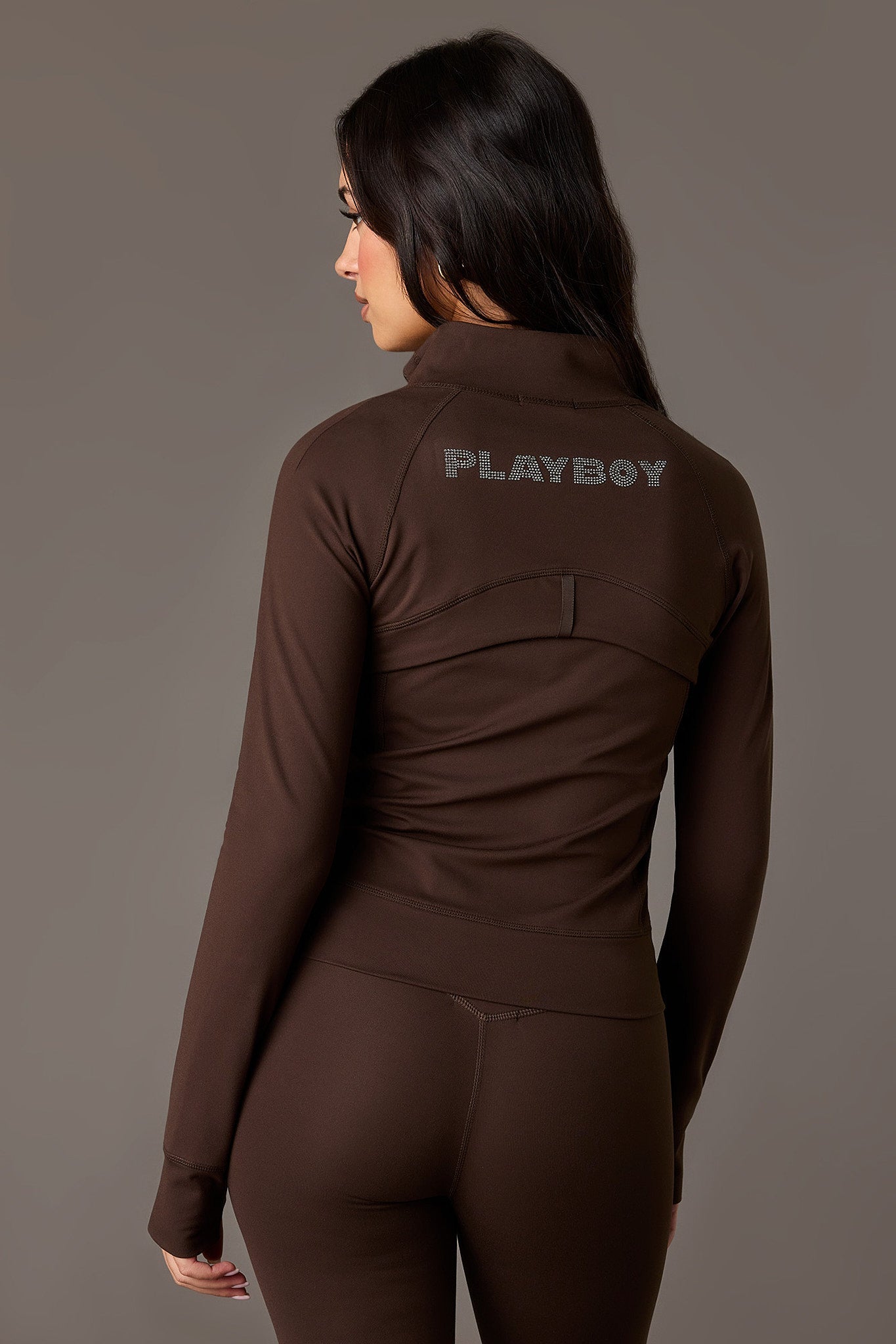 Playboy High Density Rhinestone 2 Way Zip Jacket