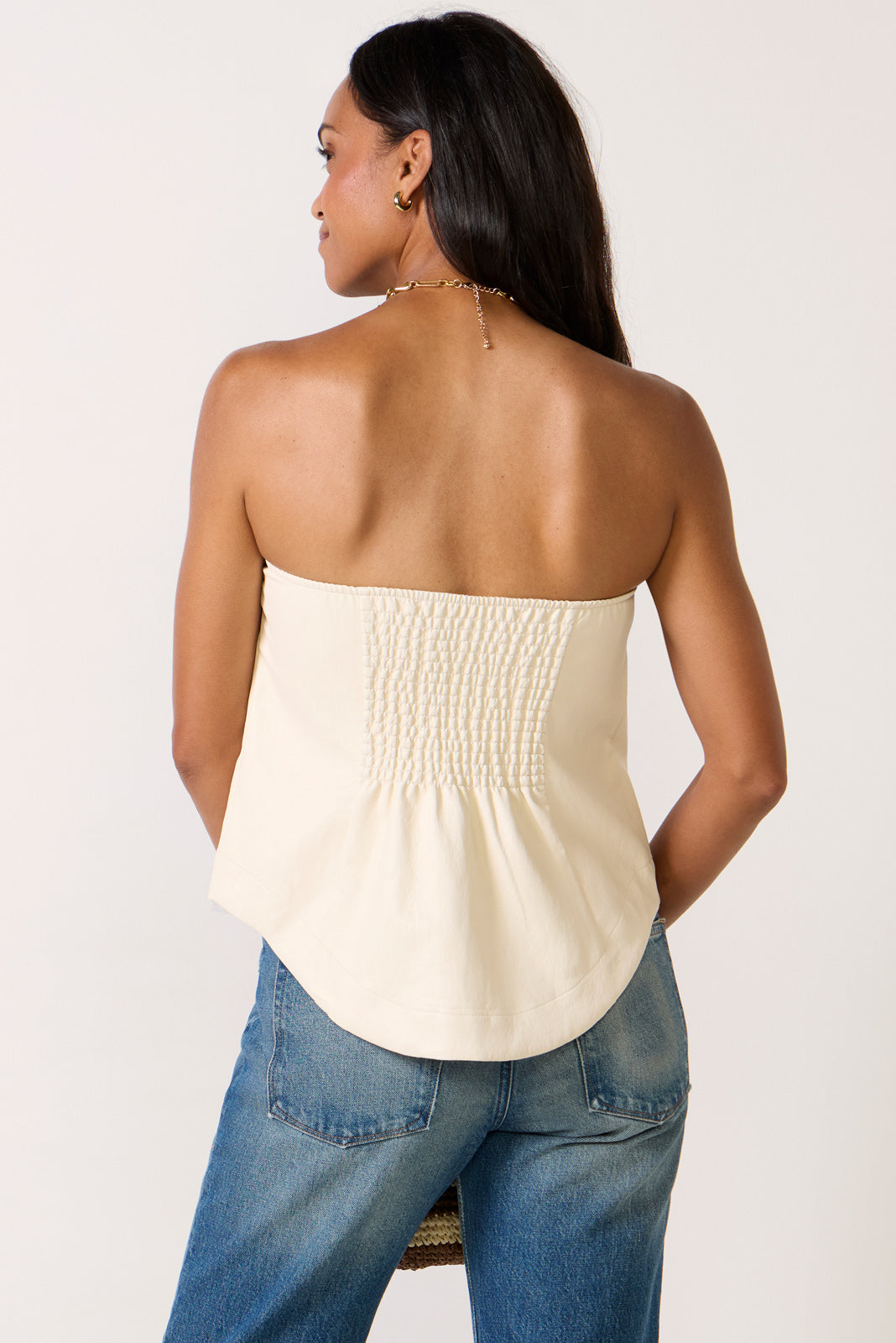 Benson Faux Leather Strapless Top